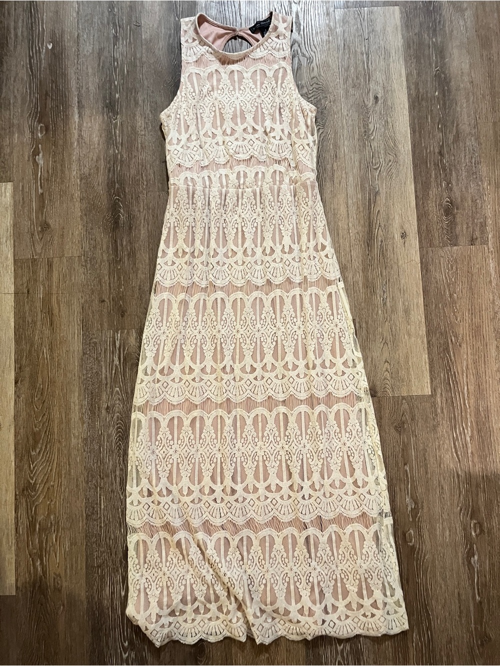 Jessica Howard Pink Blush Lace Maxi Dress
